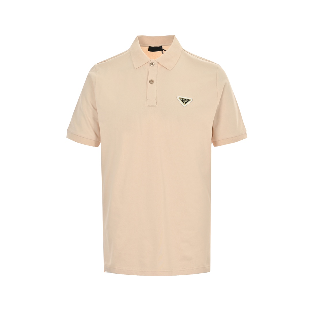 Prada 24ss apricot triangle logo polo short sleeve