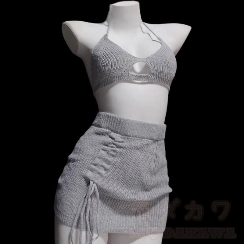 Sexy Hollow Out Lace-up Sweater Lingerie