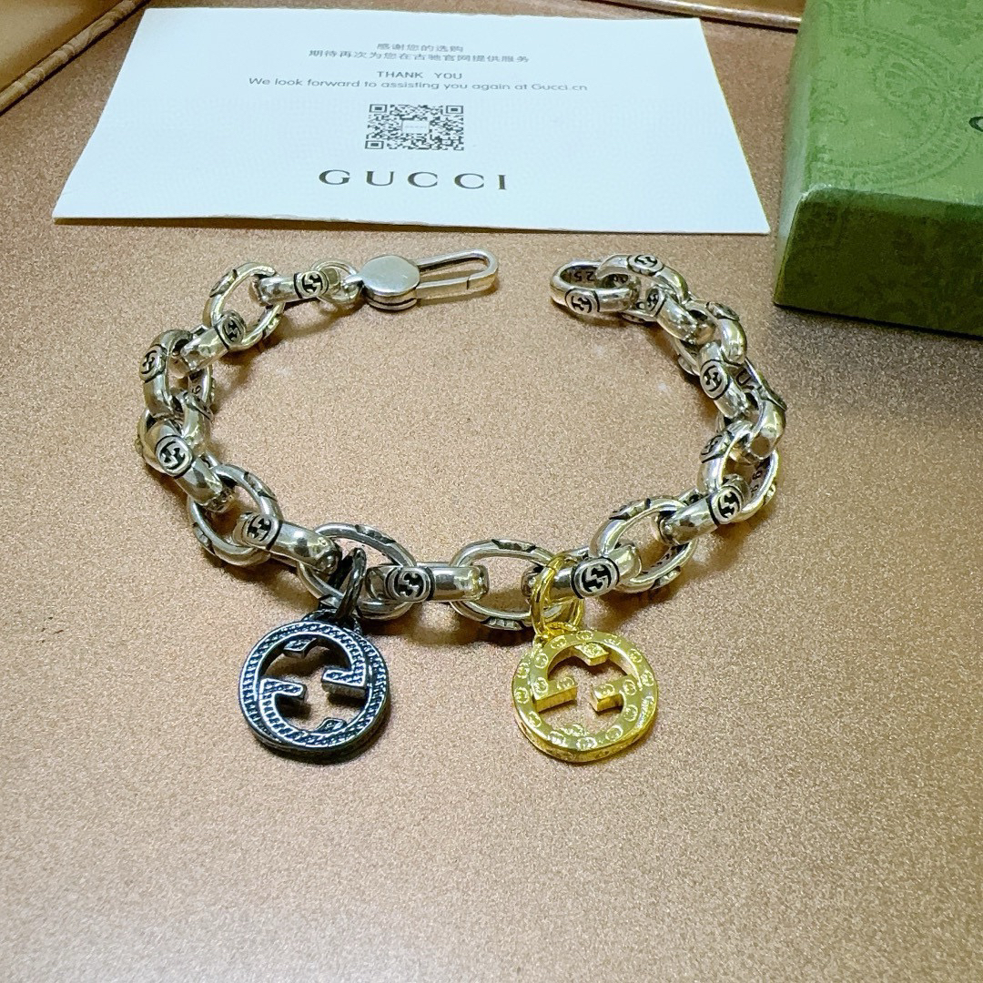 Gucci Two Tone GG Chain Bracelet