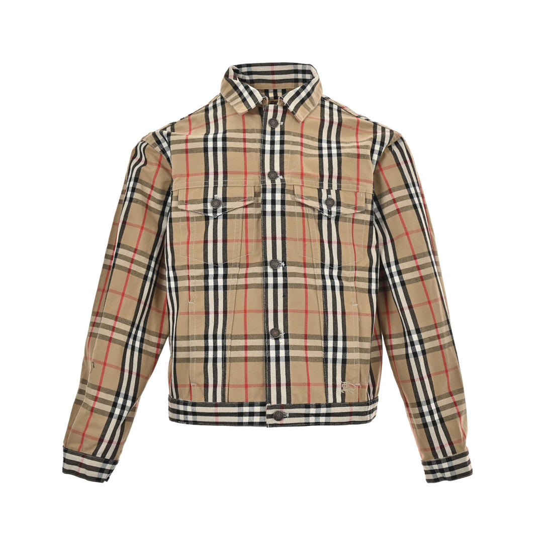 Burberry & Supreme checkered warhorse embroidered denim jacket