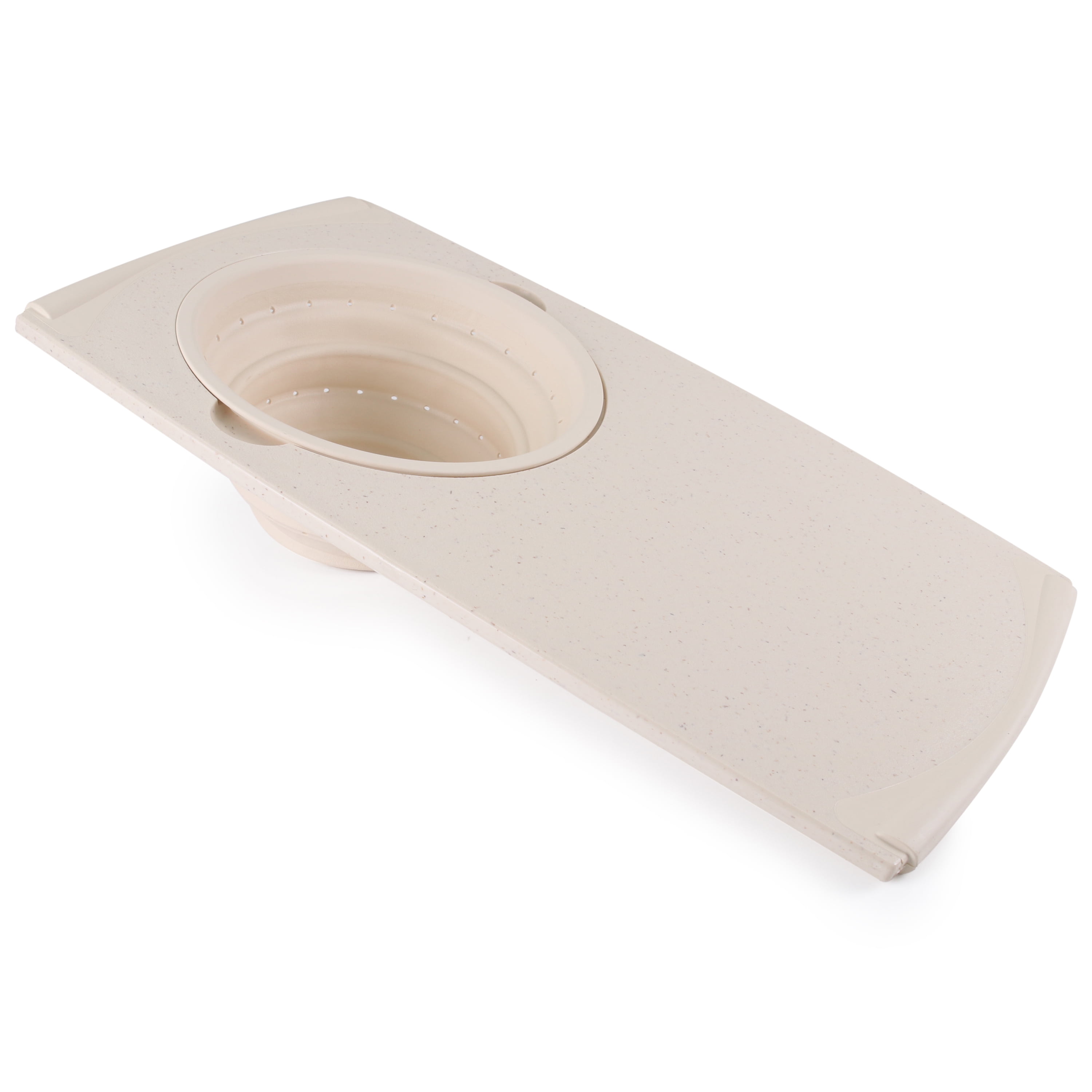 🔥Last Day 50% OFF🔥Over-the-Sink Flax Cutting Board with Collapsible Colander