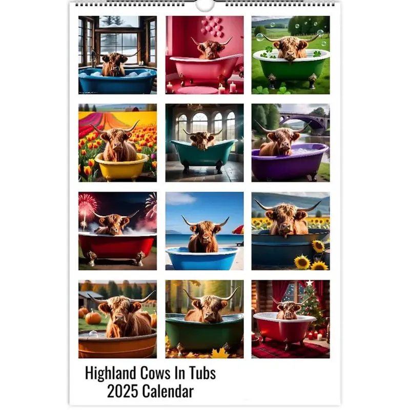 Highland Cow 2025 Wall Calendar