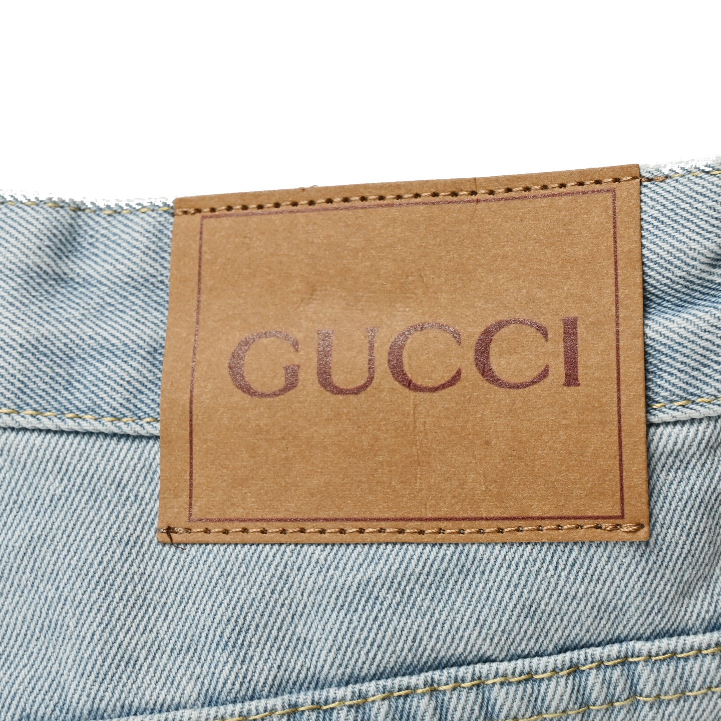 Gucci Double G print washed blue denim shorts