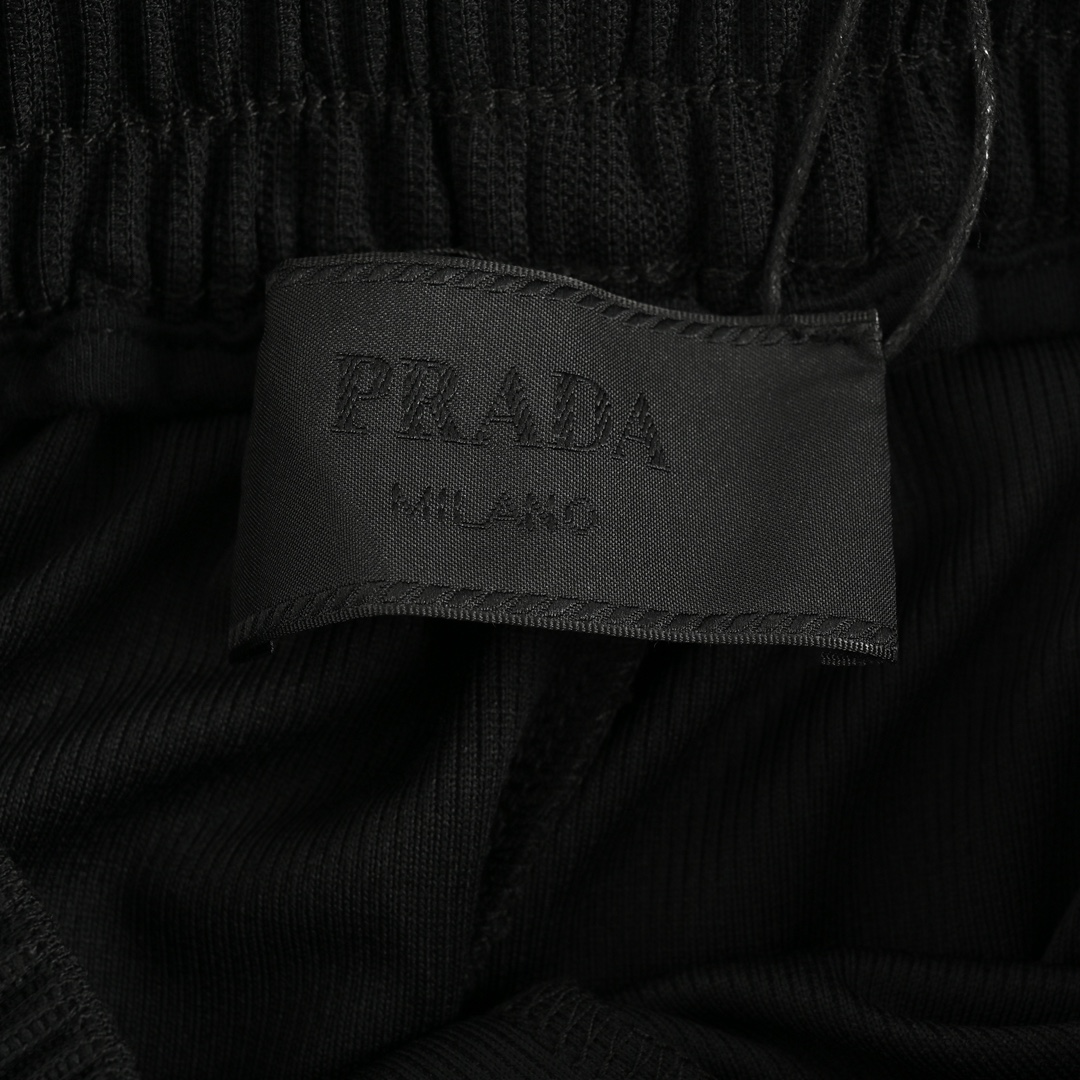Prada Red Triangle Logo Waffle Thin Pants