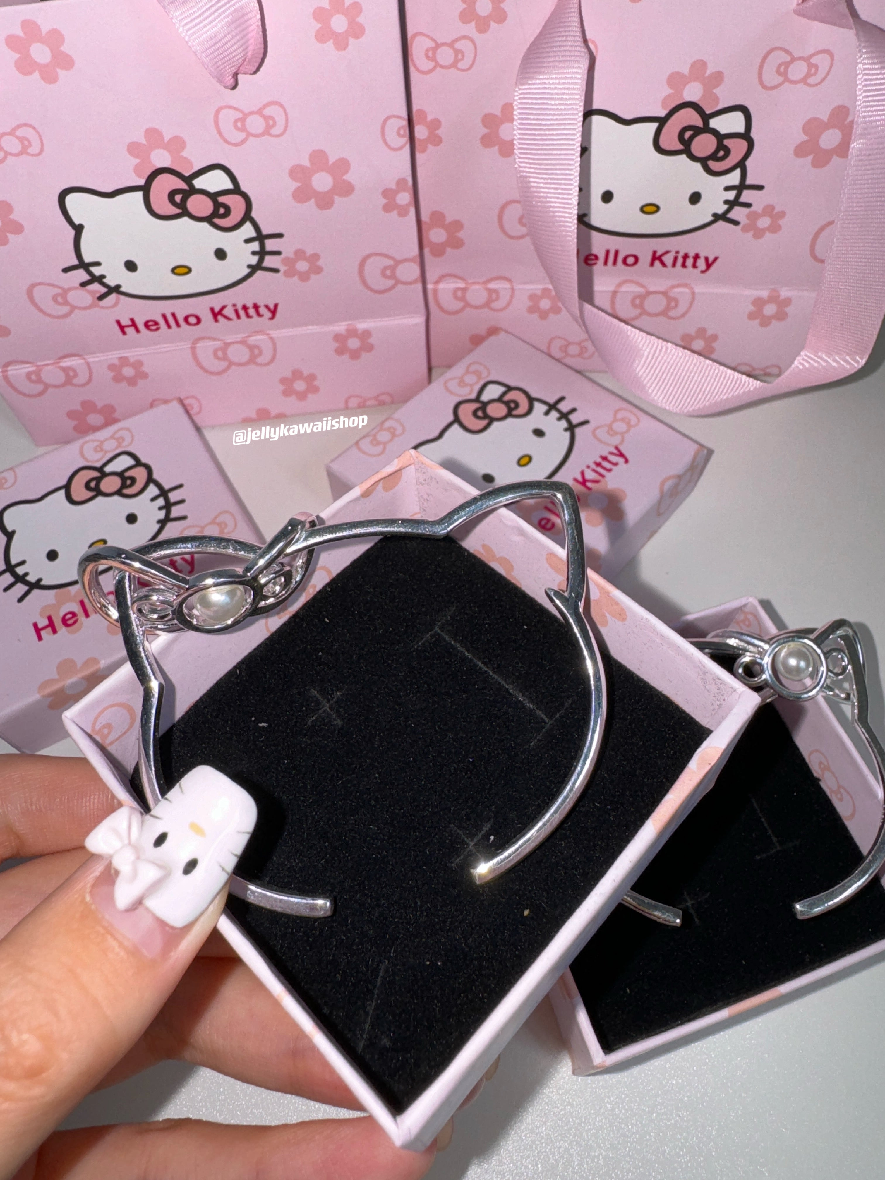 Hellokitty Stainless Steel Bangle Bracelet Cute Jewelry Open Bangle Cuff Bracelets