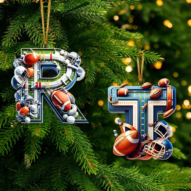 Personalized Alphabet Letter Football Ornament