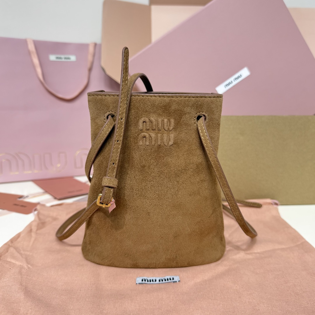 Miu Miu Suede Mini Bucket Bag 5NF460