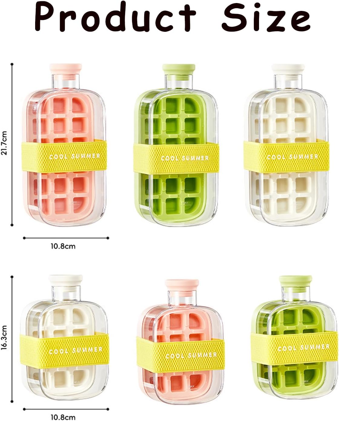 2-in-1 Ice Cube Water Bottle - Freeze & Sip with Touch-Free Release with Lid, Straw & Ice Bin