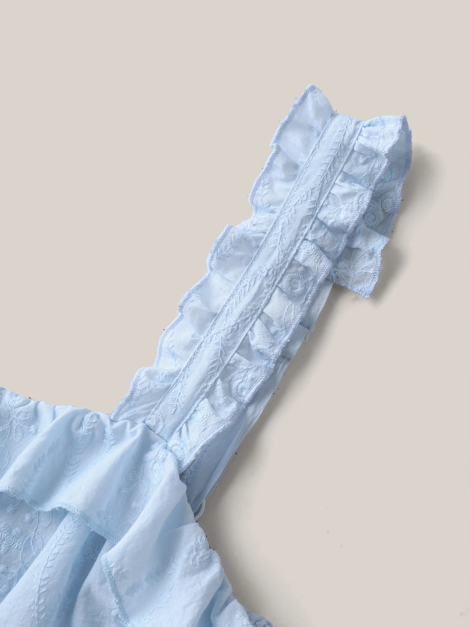 Cotton Floral Textured Ruffled Tank Top