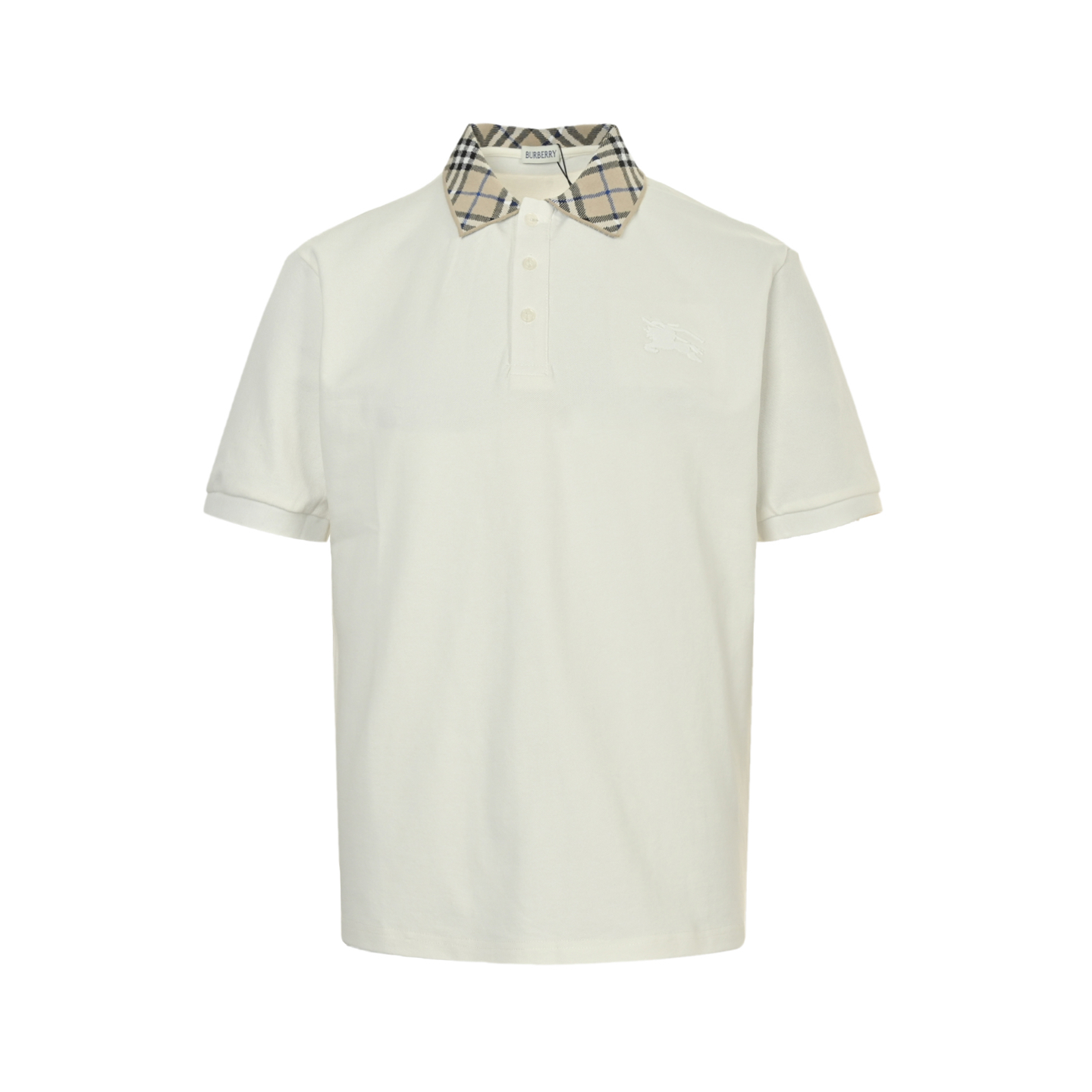 Burberry 25ss check lapel warhorse embroidered Polo short sleeve