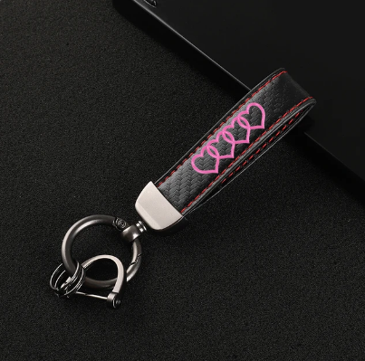 Leather Keyring  Buckle Hearts
