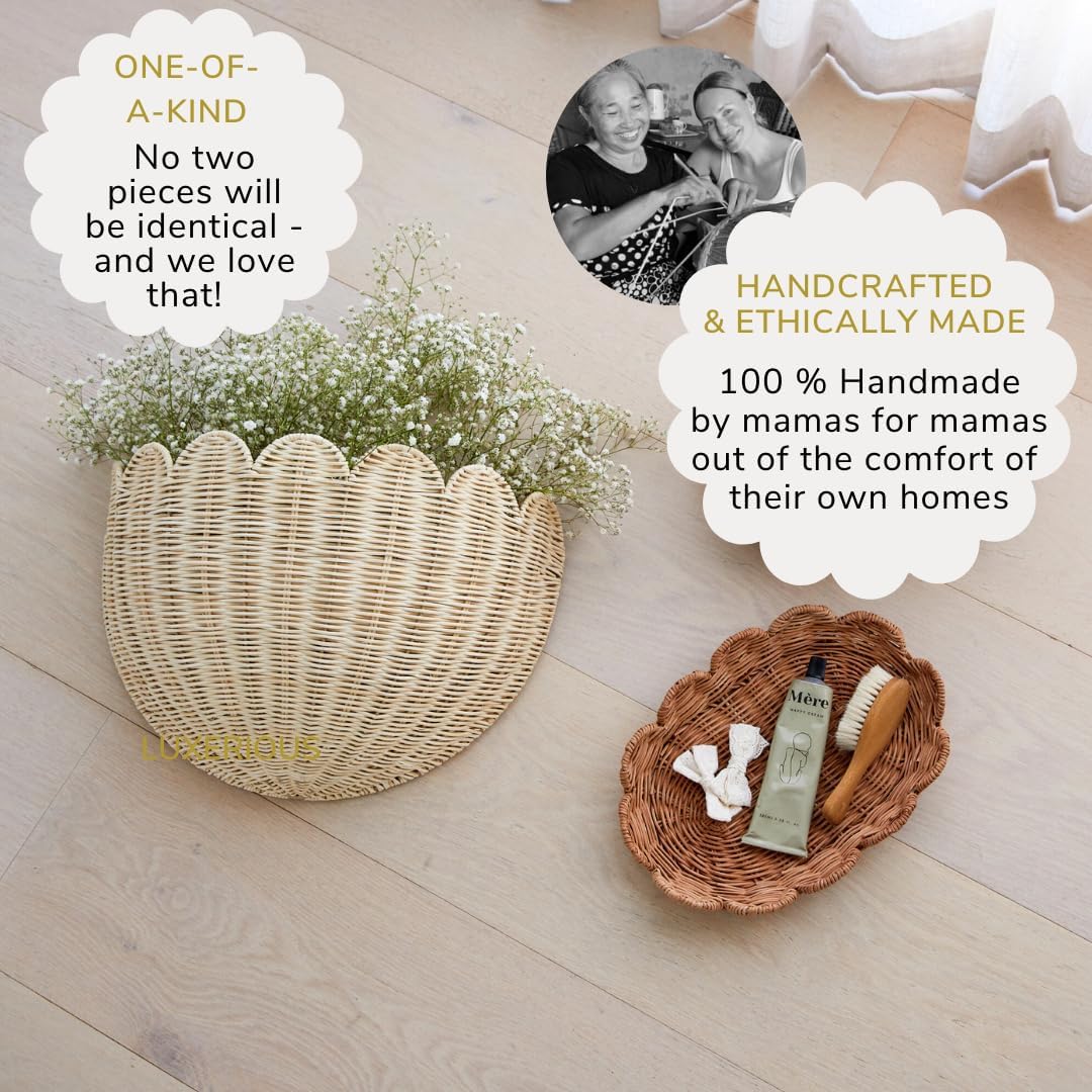 🔥On Sale🔥Scalloped Wicker Wall Basket - Hand Woven Basket