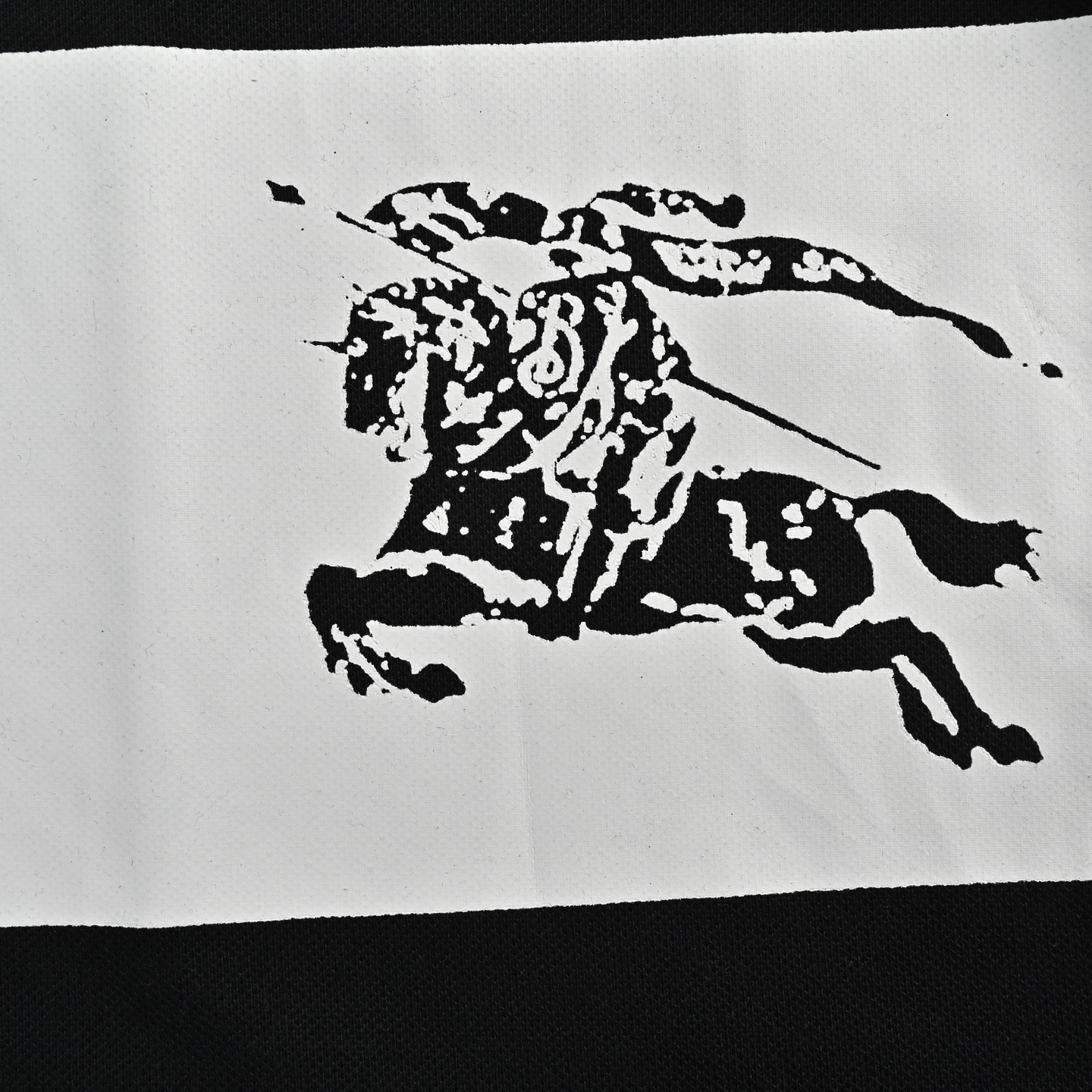 Burberry 25ss horizontal striped warhorse print Polo short-sleeved