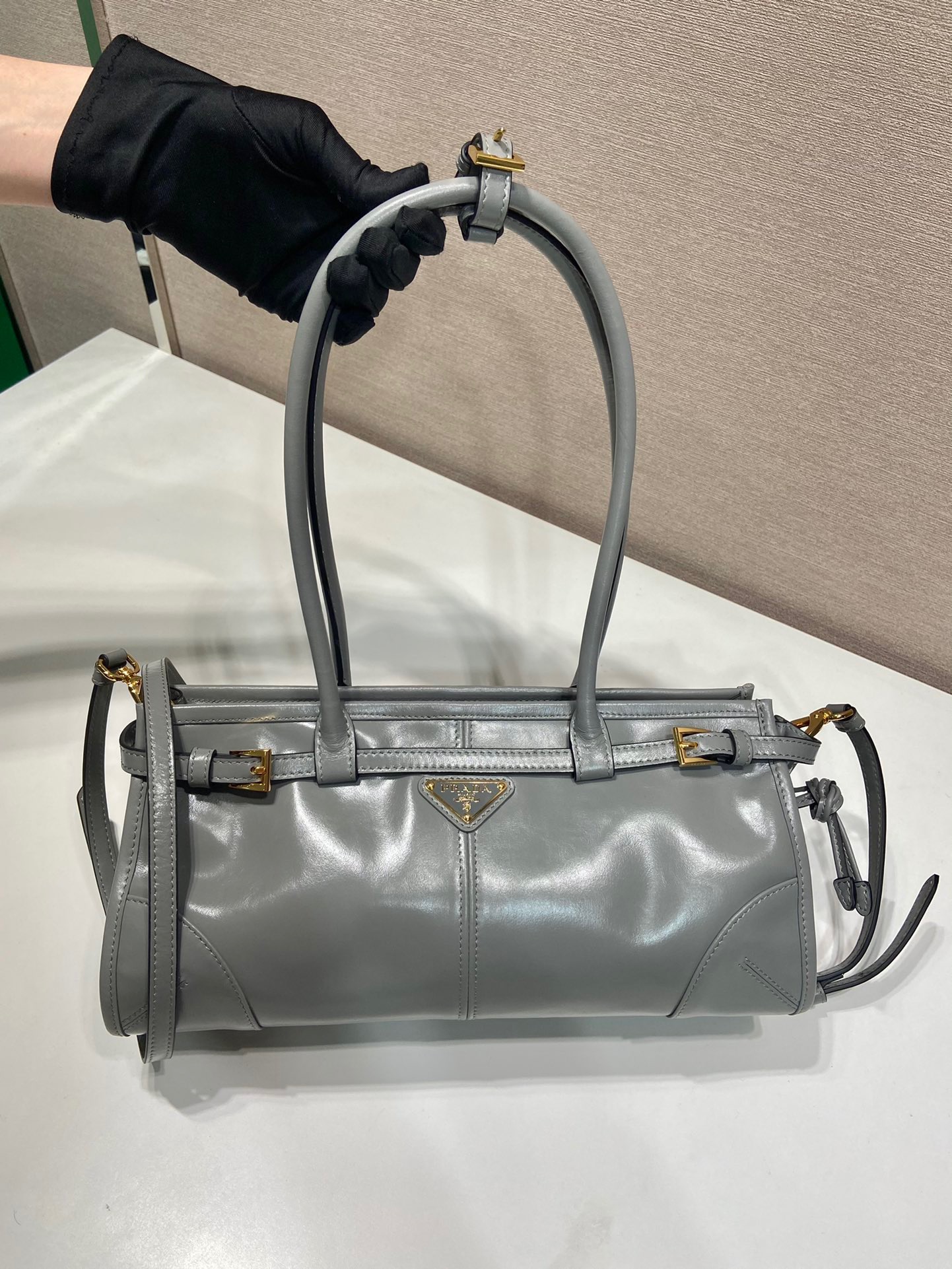 Prada lussolf waxed leather handbag 1BA426