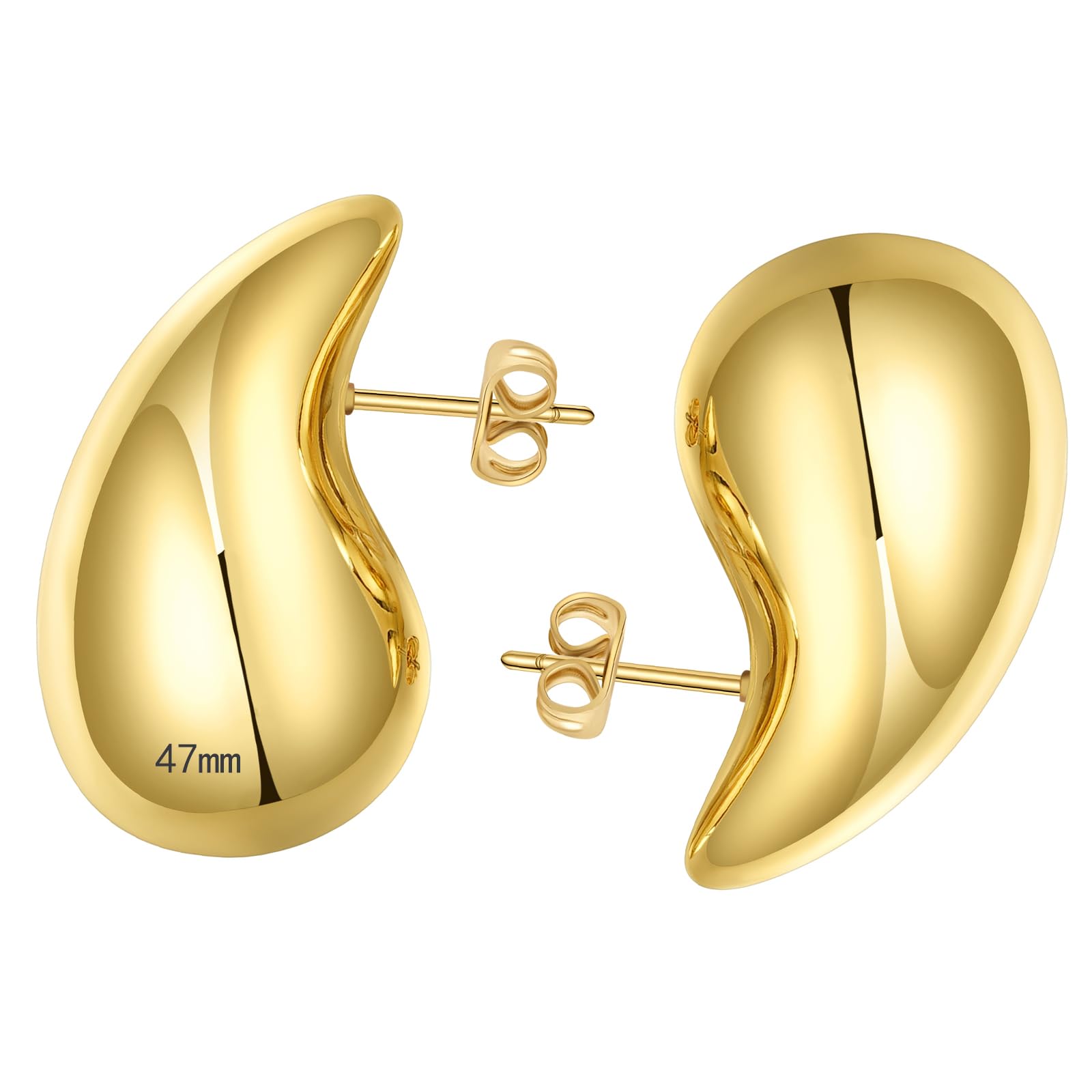 🔥Last Day 50% OFF🔥25/32/47mm Chunky Gold Hoop Earrings for Women | Lightweight Tear Drop Earrings