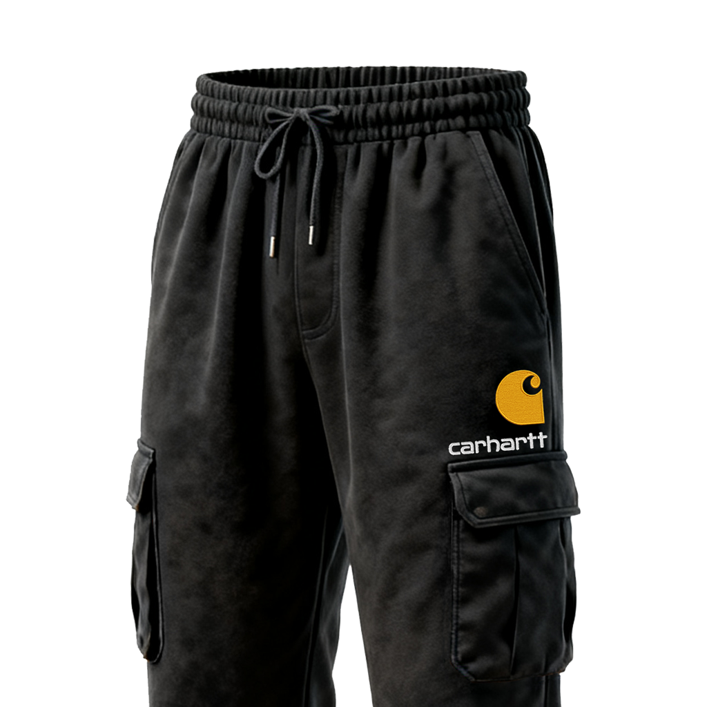 Carhartt Black Cargo Sweatpants with Brown Accents