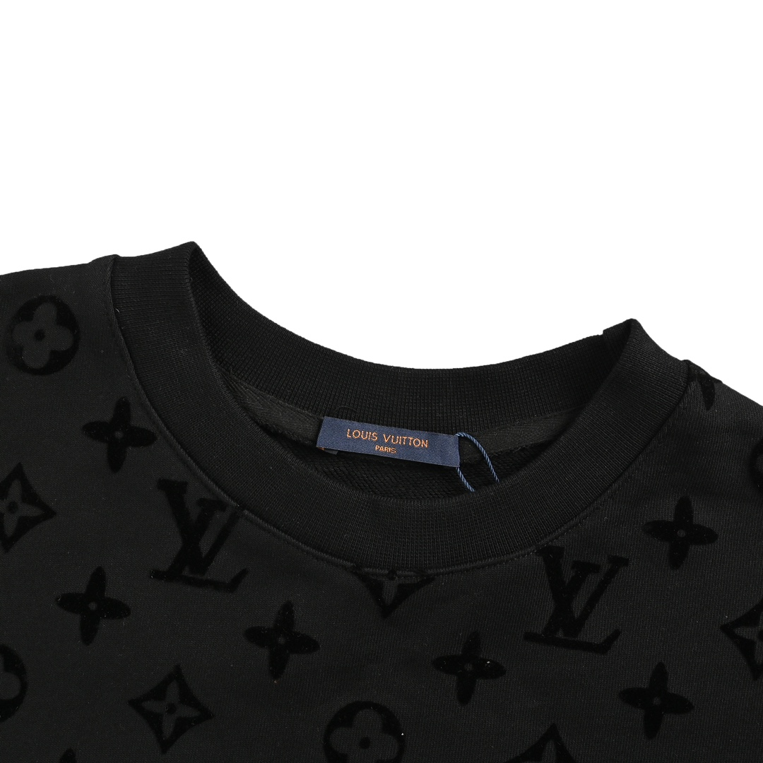 Louis Vuitton 24Fw all-over monogram flocked print crewneck sweatshirt