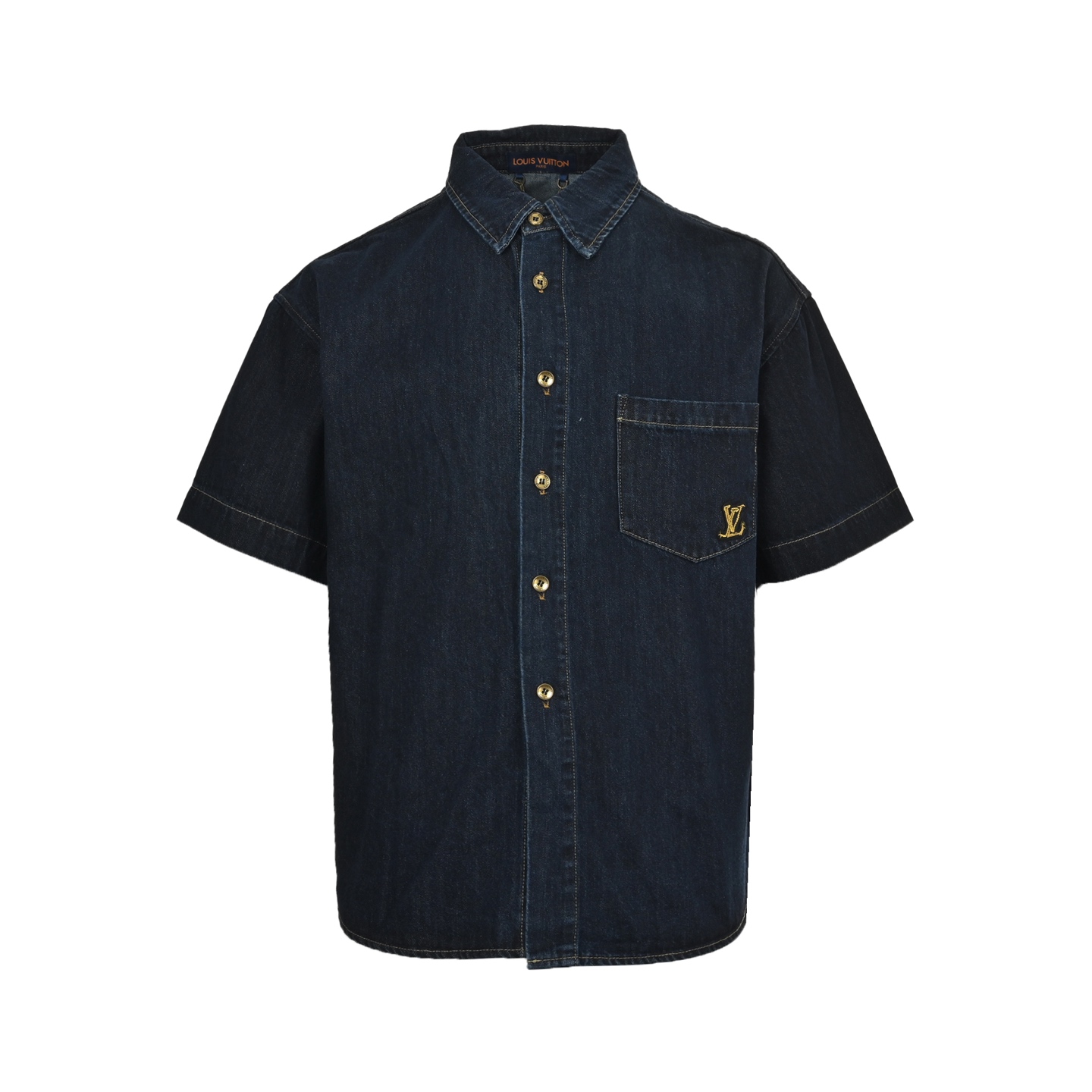 Louis Vuitton 25ss rope signature monogram embroidered denim short sleeve shirt