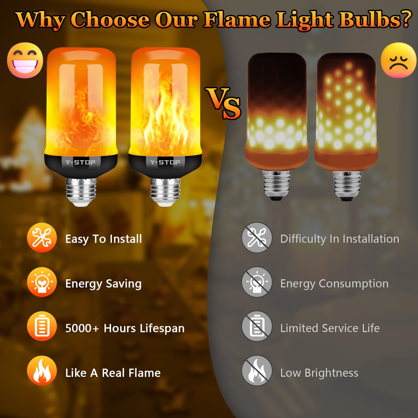 🔥Super Sale - 49% OFF🔥LED Flame Light Bulbs, 4 Modes Flickering Light Bulbs