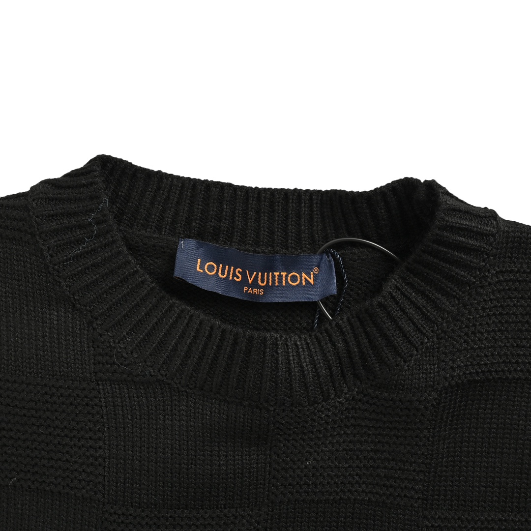 Louis Vuitton 24Fw Checkerboard Safety Pin Crew Neck Sweater