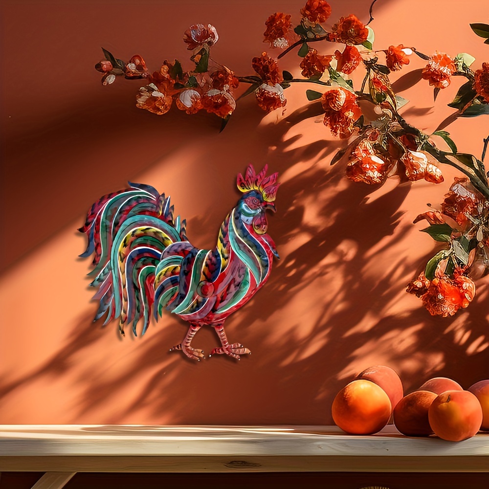 🐓 Handcrafted Colorful Metal Rooster Wall Art