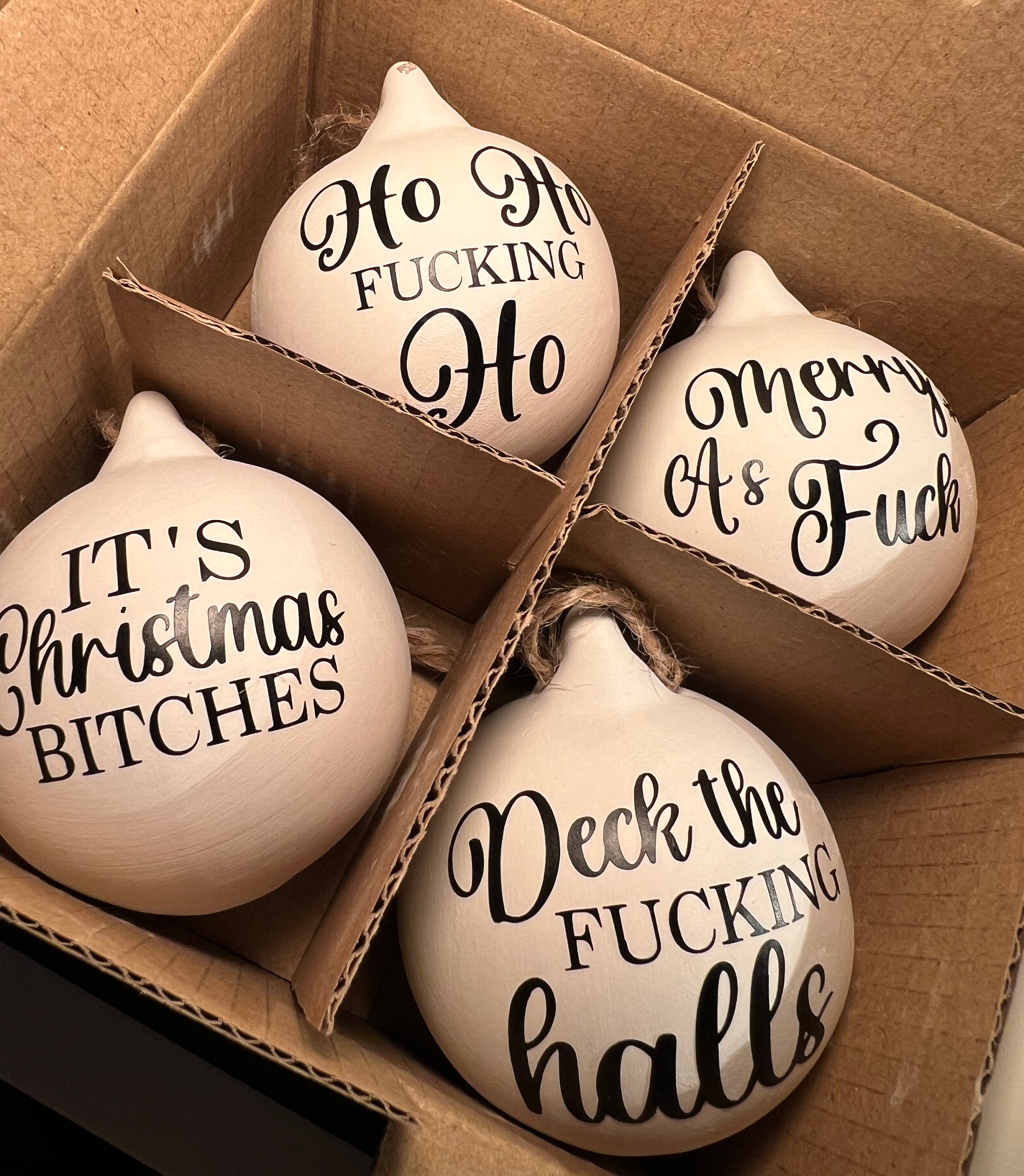 🎄🎁Christmas Rude Swear Word Baubles 🙊