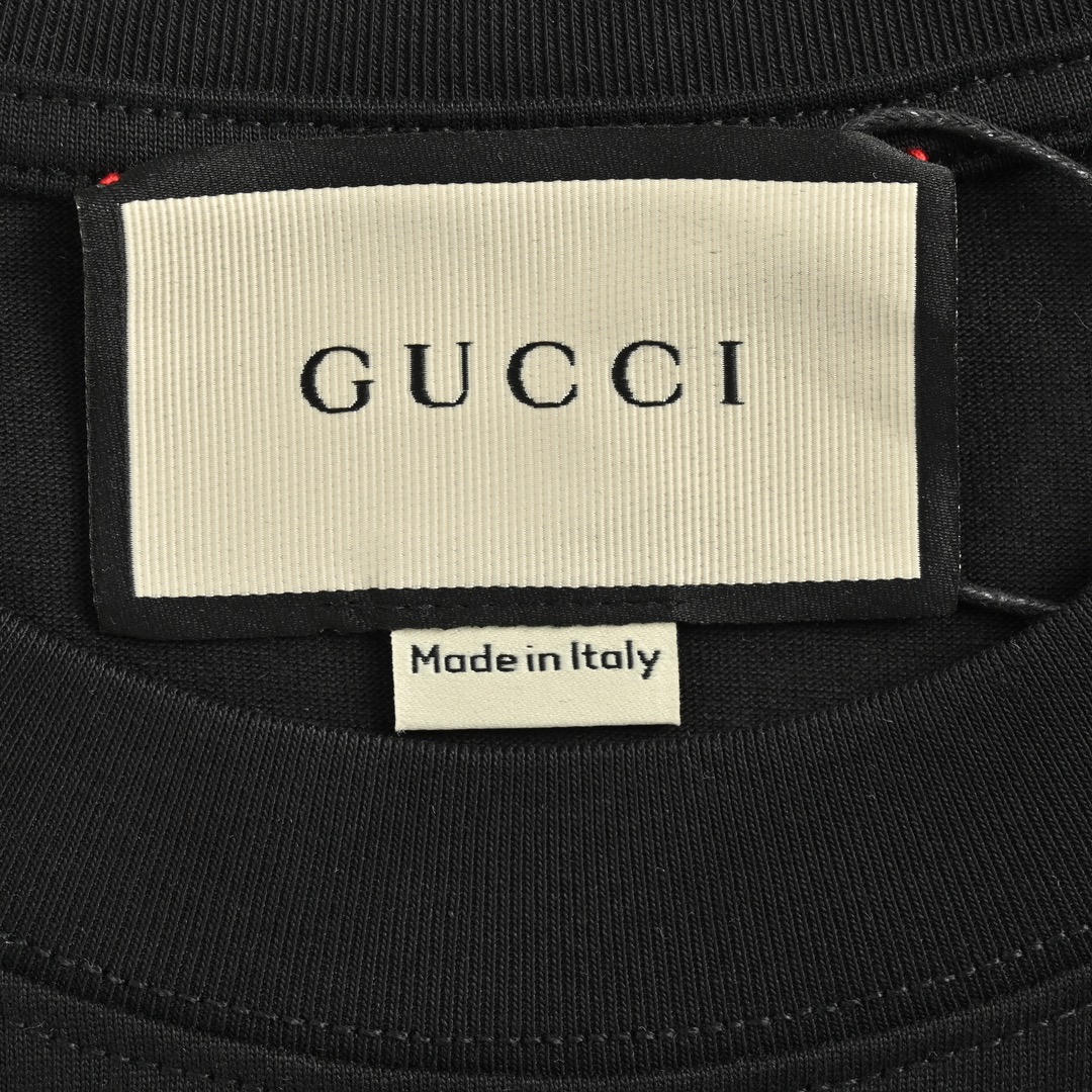Gucci 24ss red and green color matching embroidered letter short sleeve