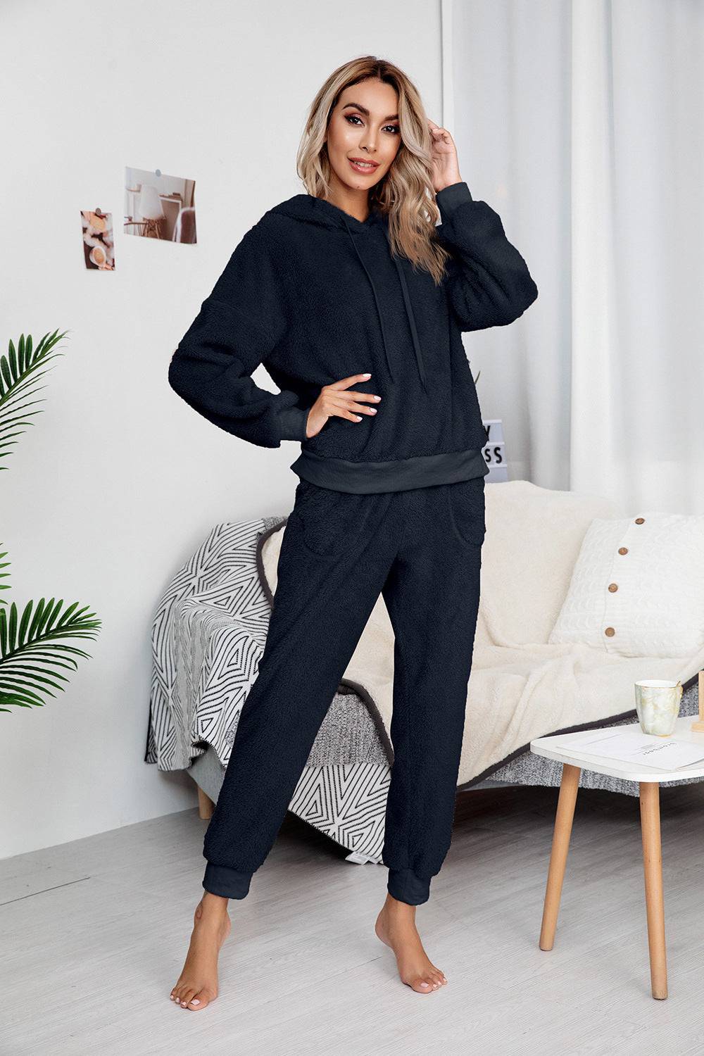 Autumn Winter New Double-Sided Velvet Hooded Sweater Pajamas Casual Women Clothing Fashion Suit Women