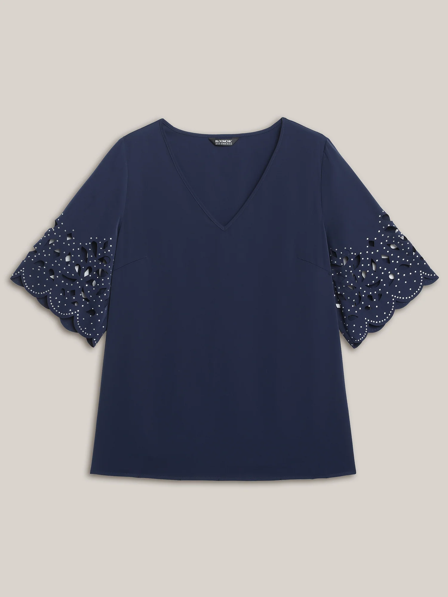 Floral Cut-Out Sequin Solid Blouse