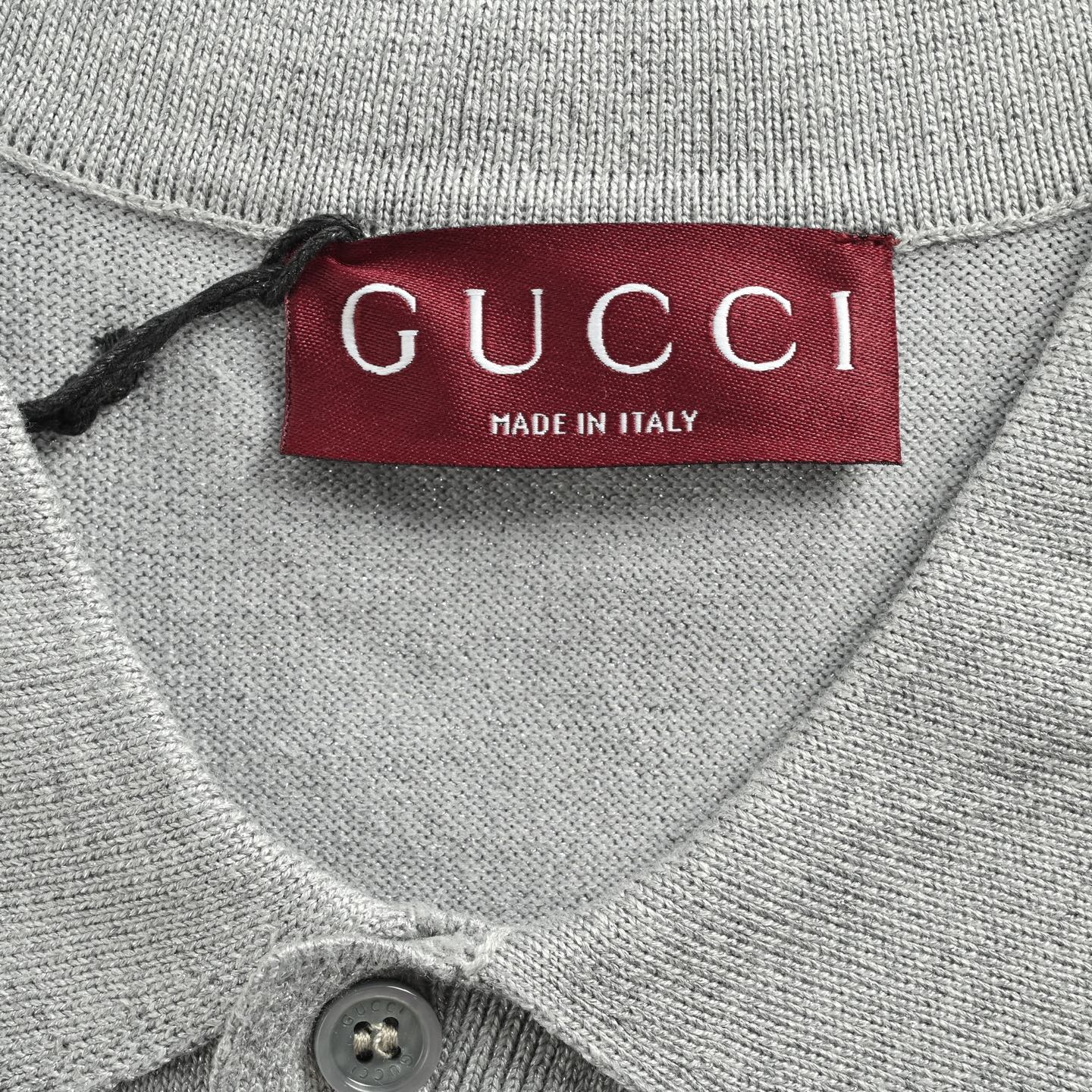 Gucci 25ss red and green striped silver thread knitted Polo short sleeve