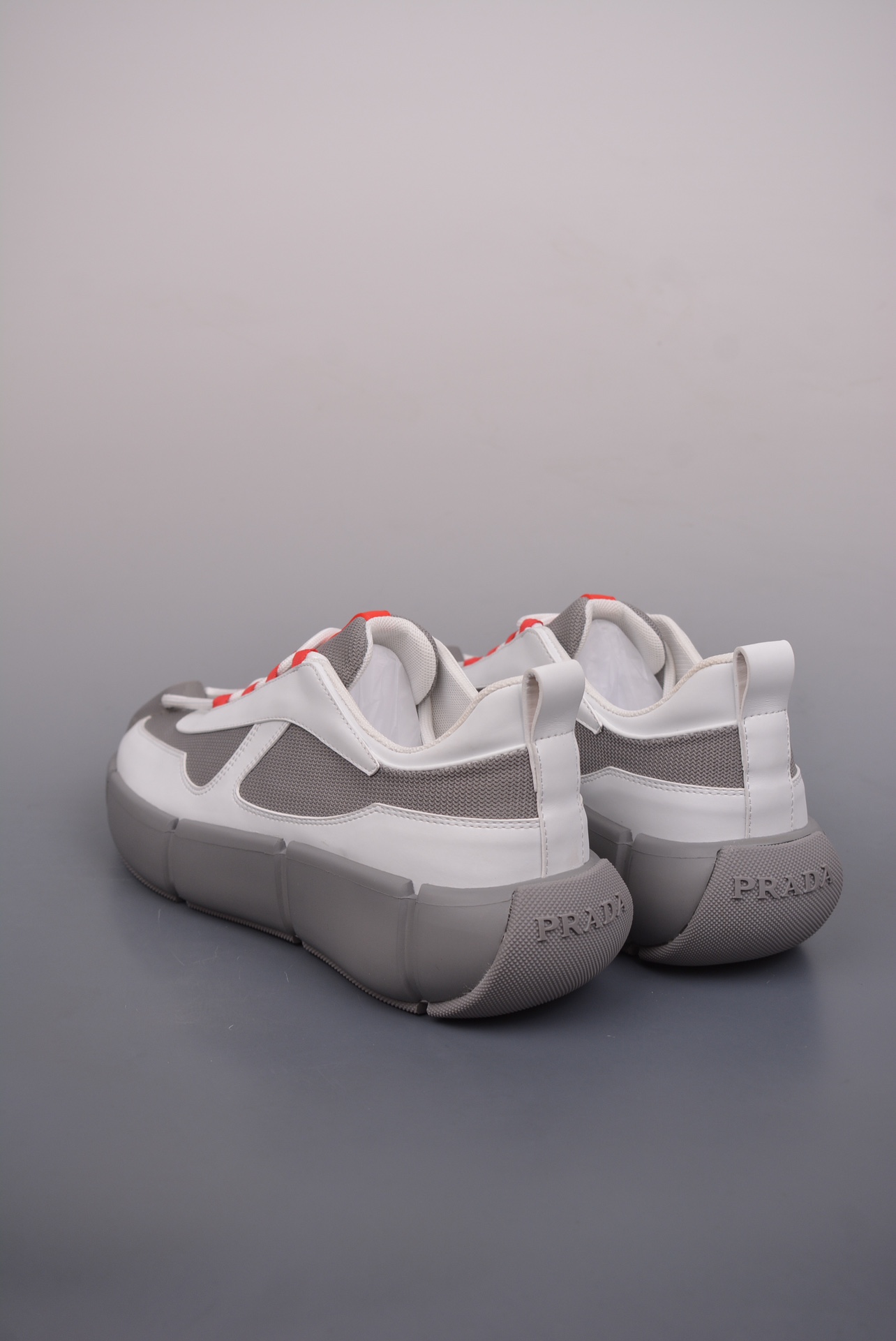 Prada 3D Cloudbust Thunder Technical Sneakers White Dark Gray Red 1E804M3LKI-AJ6493