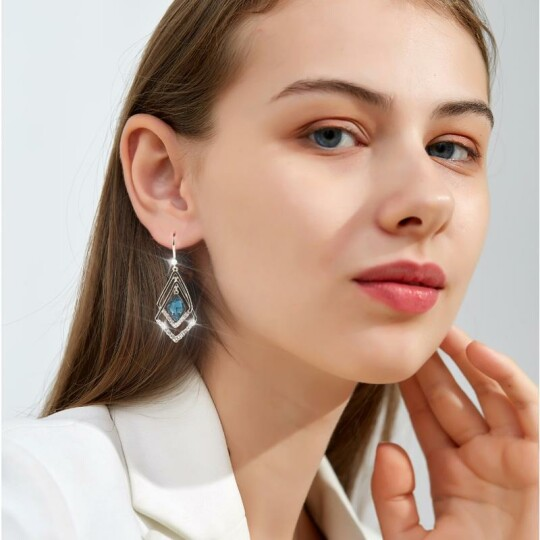 🔥New Year Promotion 48% OFF-Rhombus Sapphire Earrings-(2 pairs /1 pack)Buy 2 Packs Save $4 & Free Shipping