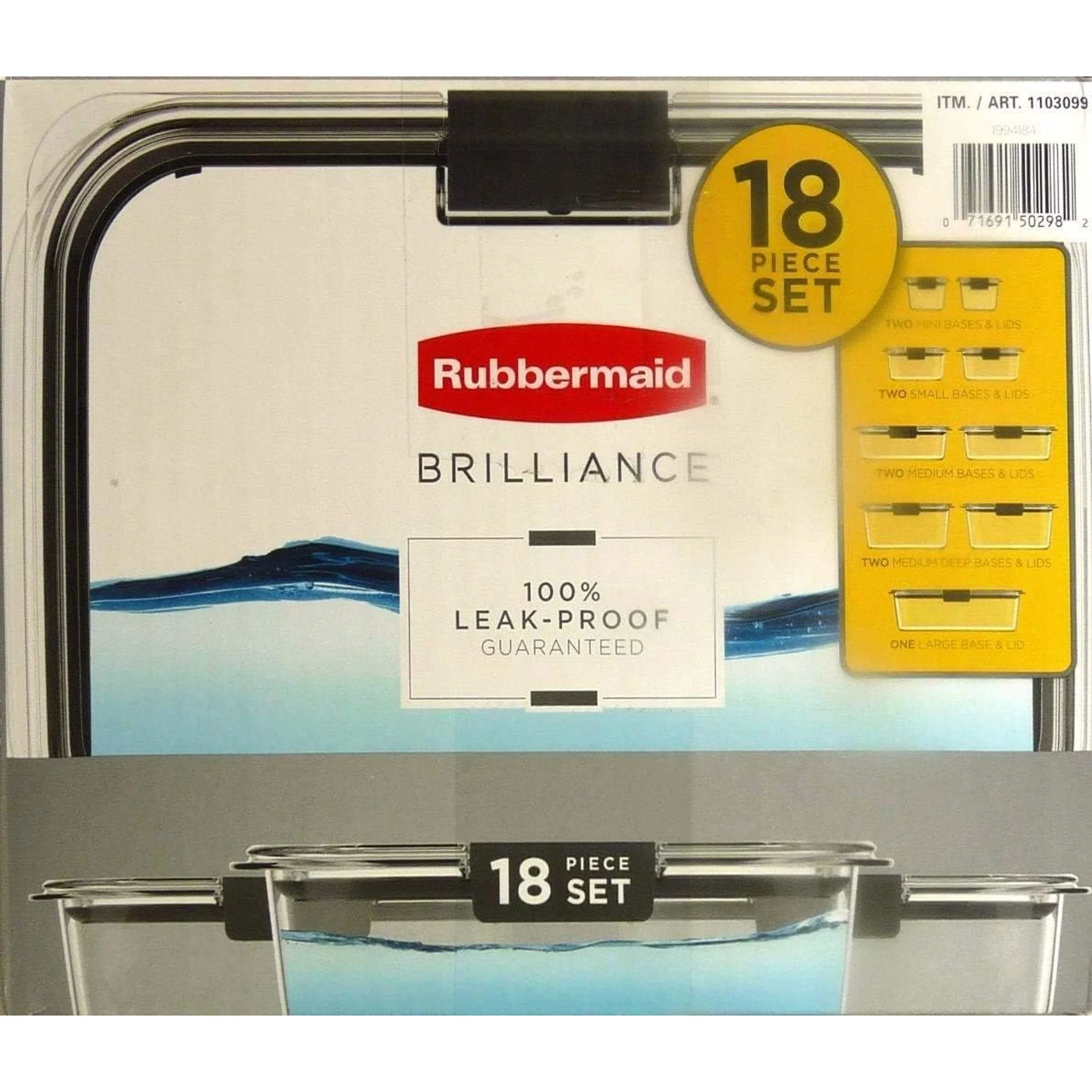 Rubbermaid Brilliance Leak-Proof Microwavable Food Storage Container Set, 18-Piece