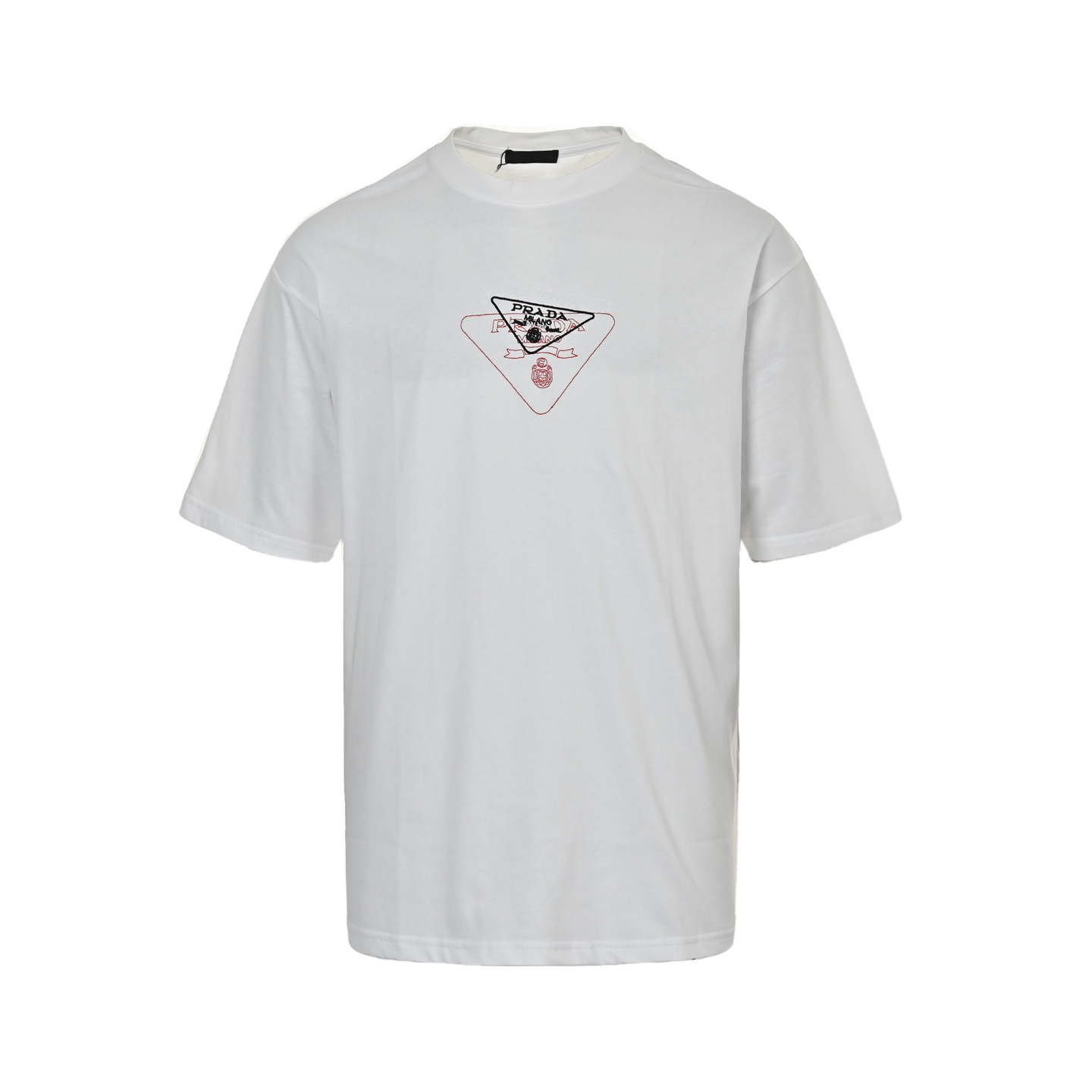 Prada 25ss Overlapping Embroidered Triangle Logo Short Sleeve