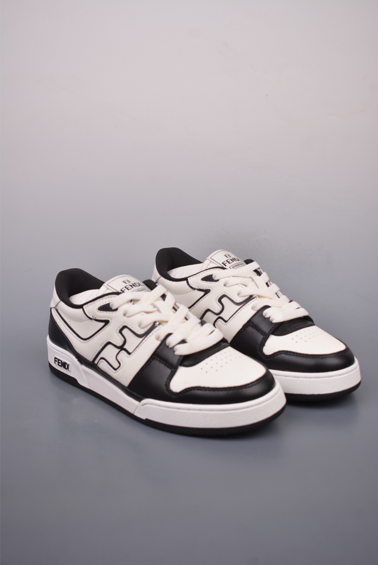 Fendi Match Sneaker Low Velcro white and black FF Jacquard 7E1493L1111
