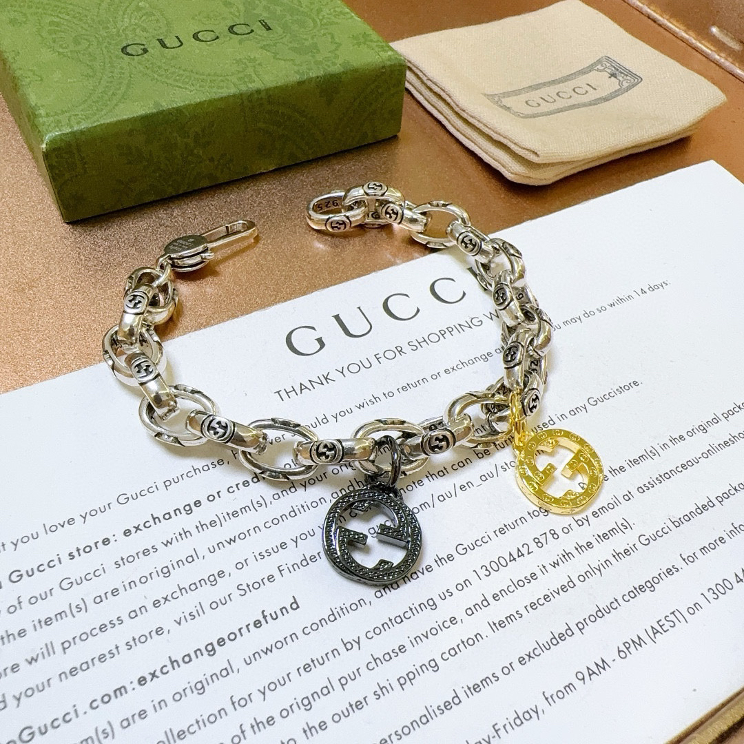 Gucci Two Tone GG Chain Bracelet