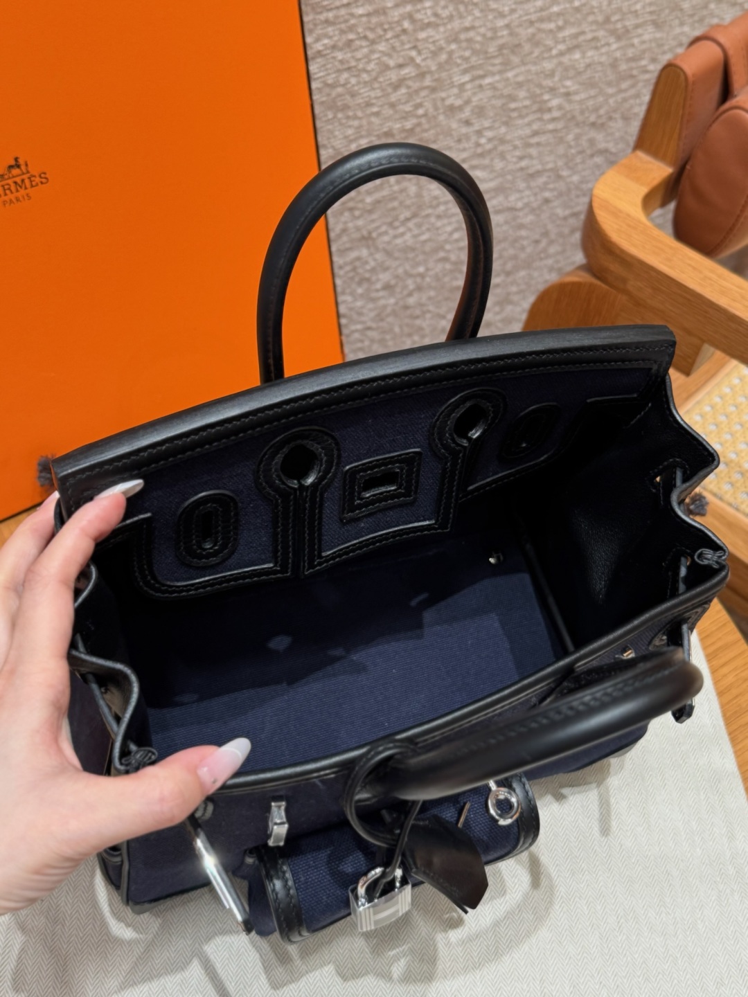 Hermes Birkin cargo 7UBlue navy89noir (handmade to order)