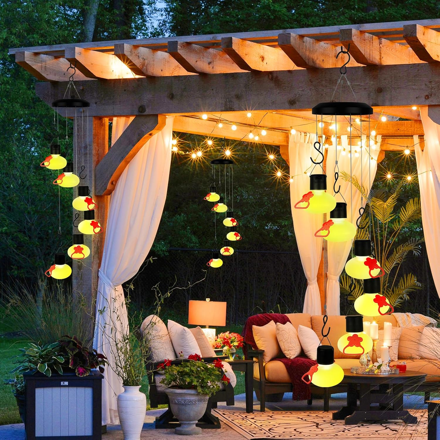 🔥Last Day 50% OFF🔥Unique Charming Wind Chimes Solar Lights Hummingbird Feeders