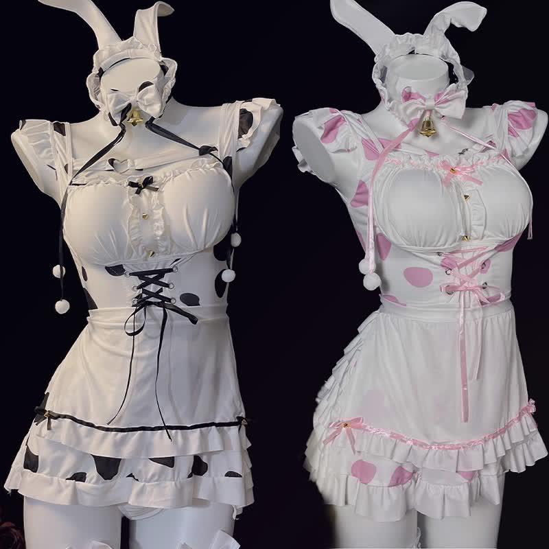 Cosplay Bunny Cow Print Lingerie Dress