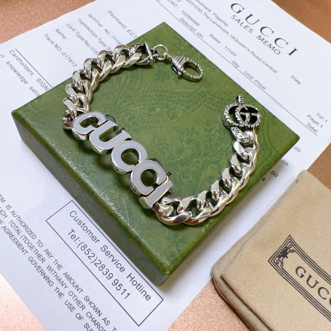 Gucci Font Flat Chain Bracelet