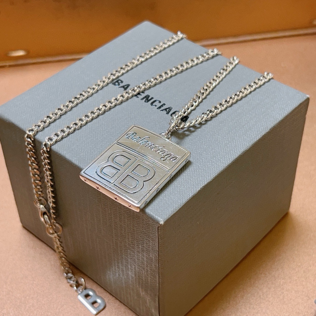 Balenciaga BB Square Chain Necklace