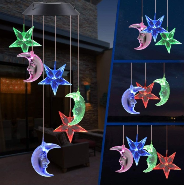 🎁🔥ON SALE - 45% OFF🔥Solar color-changing hummingbird wind chime-Rainbow Color Changing LED Lights,Six birds and it comes assembled.