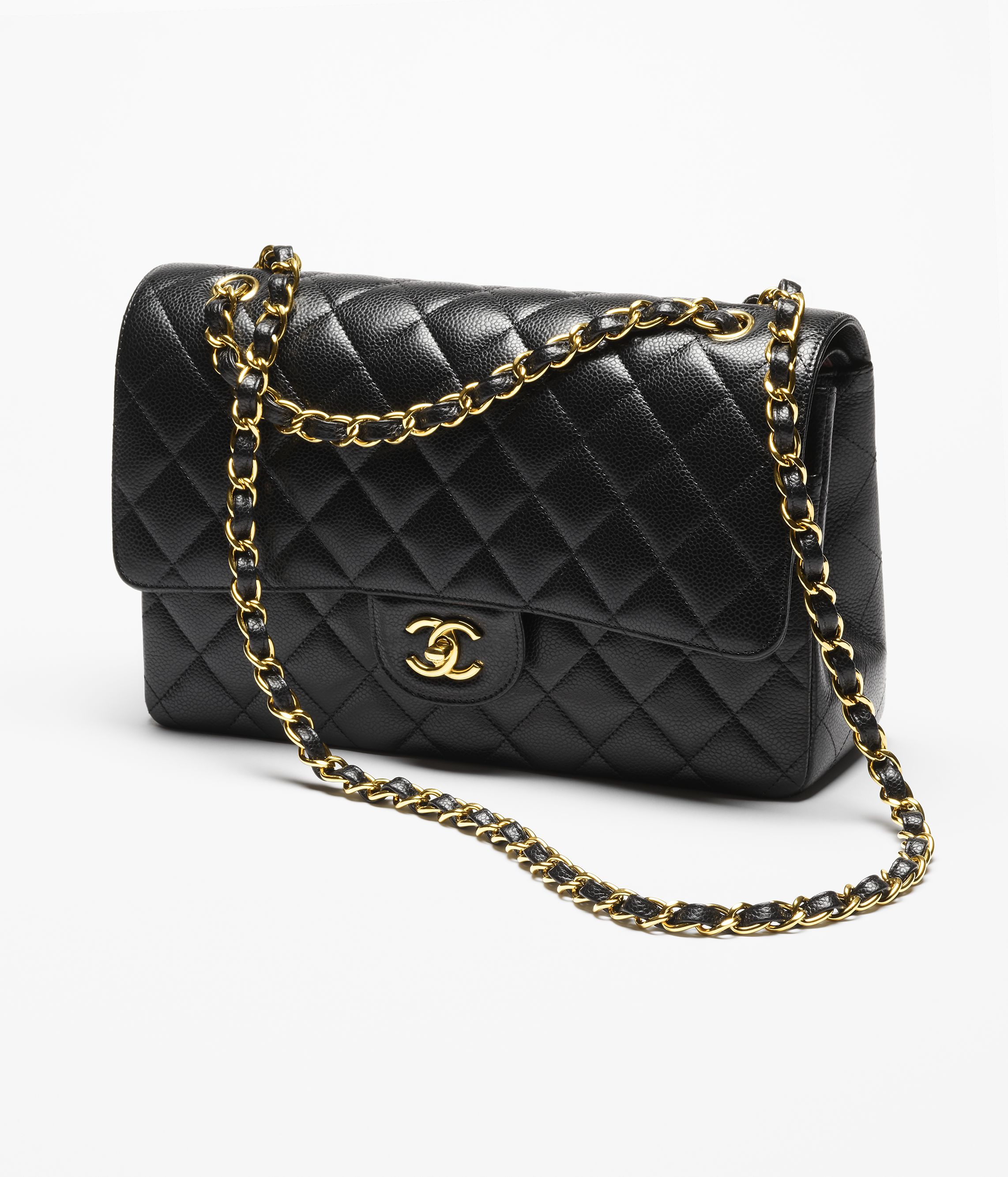 Chanel Small Classic Bag Grained Calfskin Gold Metal Black A01113-Y01864-C3906