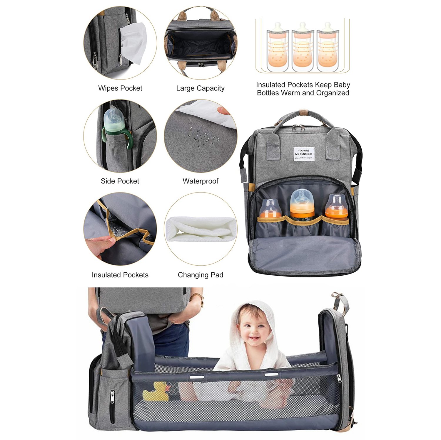 🔥Diaper Bag Backpack with Changing Station💥