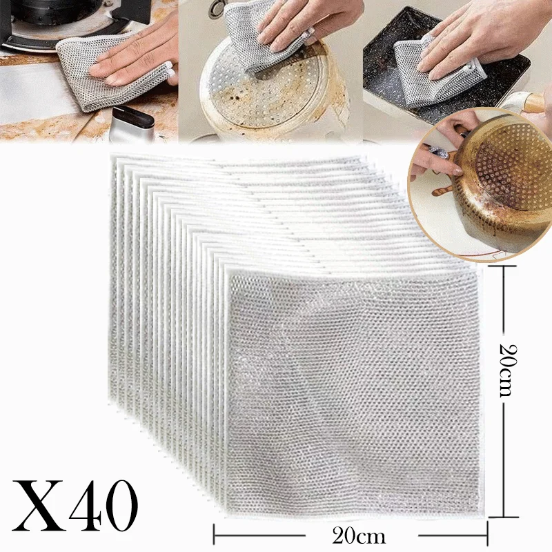 🔥Last Day Promotion 49% OFF🔥Multipurpose Wire Miracle Cleaning Cloths-Buy 20 Get 20 (40 PACK👍EACH JUST $0.99 ONLY TODAY)