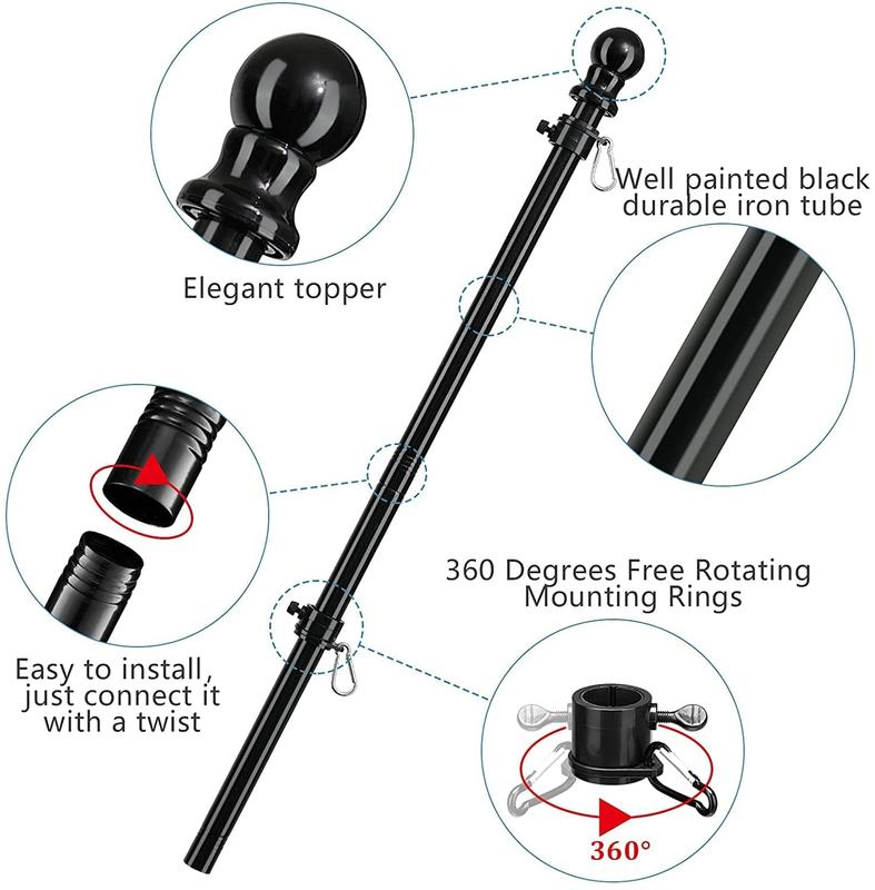 OldgloryHome Heavy Duty Flag Pole Set with 3*5FT Embroidered US Banners-kit