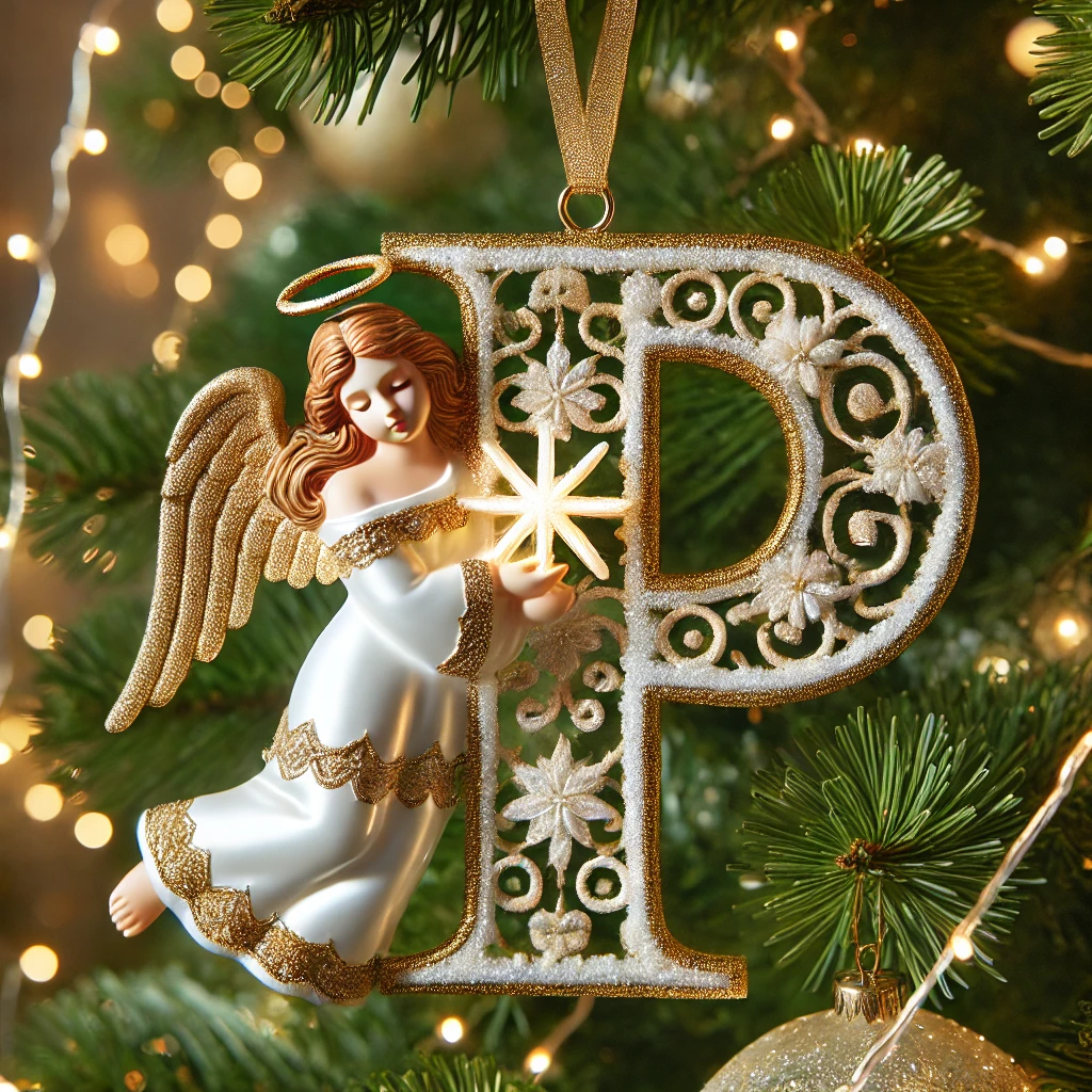 Angel Initial Christmas Ornaments
