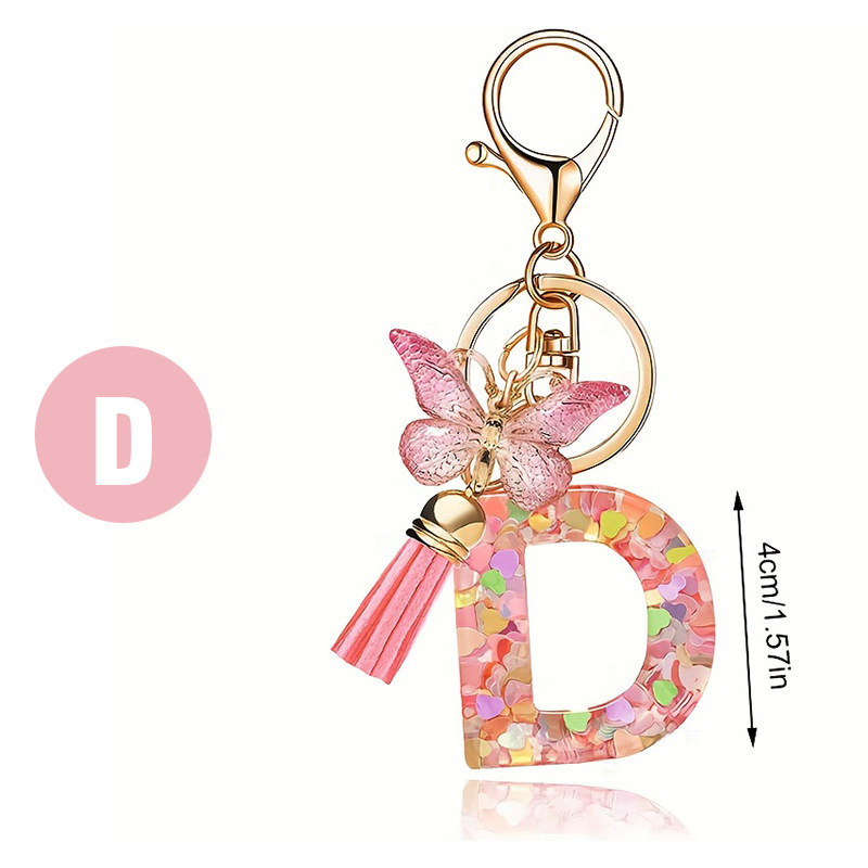 ✨✨Heart sequin butterfly letter tassel keychain(Choose your own name keychain)