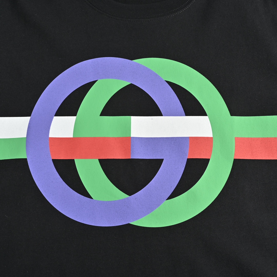 Gucci 23ss interlocking G colorblock logo print short sleeves