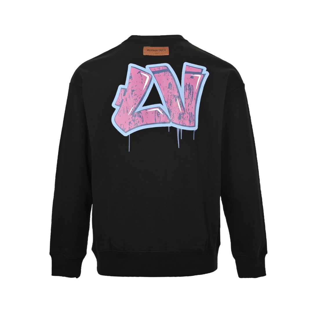 Louis Vuitton 24Fw crewneck sweatshirt with graffiti logo on front and back